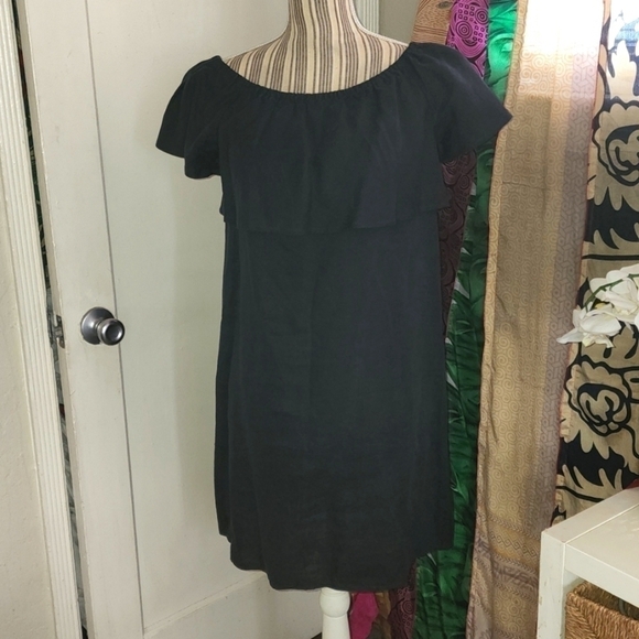 Saks Fifth Avenue  Blue Off  Shoulder Ruffle Dress - Picture 1 of 7
